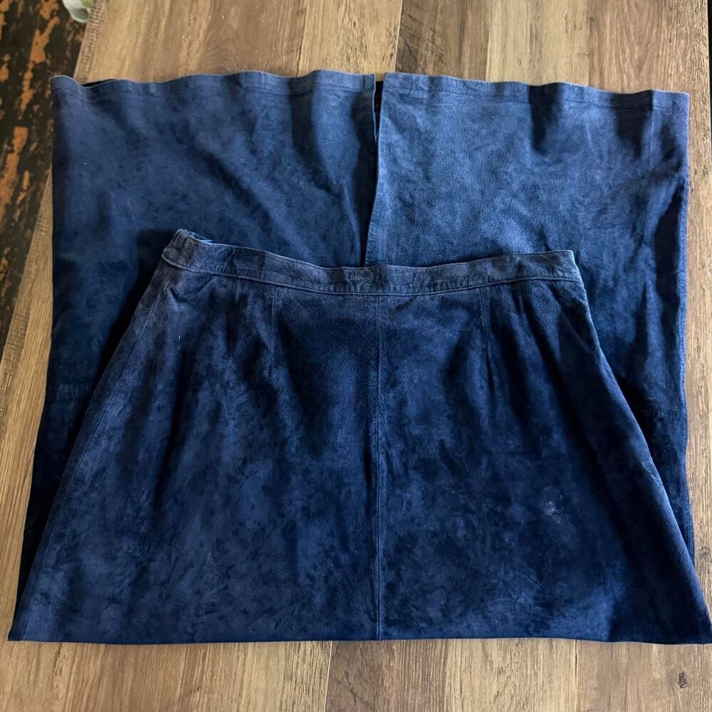 vintage Stan Berman midnight blue 100% leather skirt